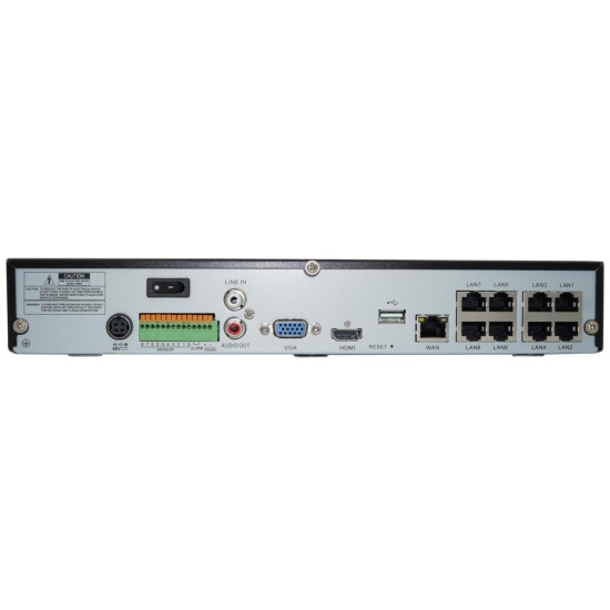 NG H.265 NVR ΚΑΤΑΓΡΑΦΙΚΟ, 8CH, 1HDD SLOT, CASE, POE